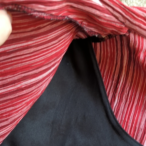 Vintage Red Striped Button Down Shirt With Attached Tank - Picture 3 of 6